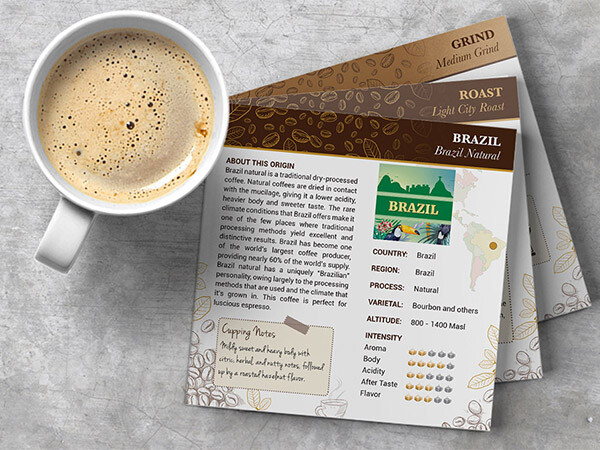 Customer Coffee Information Cards