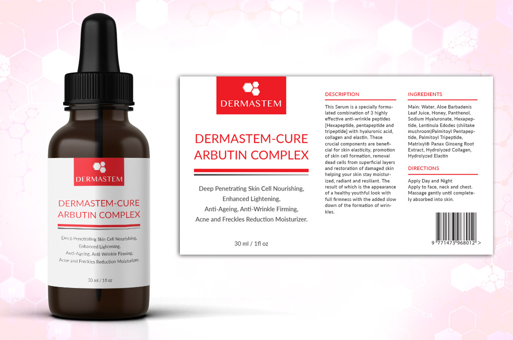 label design detail of skin treatment product